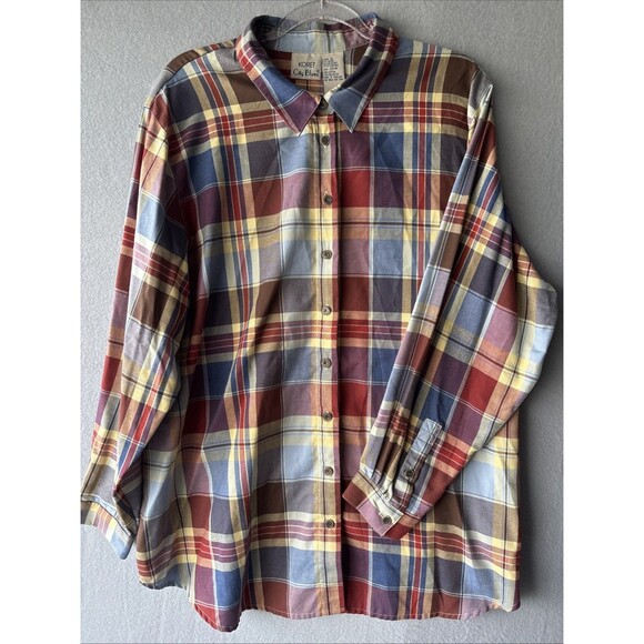 Vintage Koret City Blues Flannel Long Sleeve Button Up Women’s 20W - Picture 1 of 7